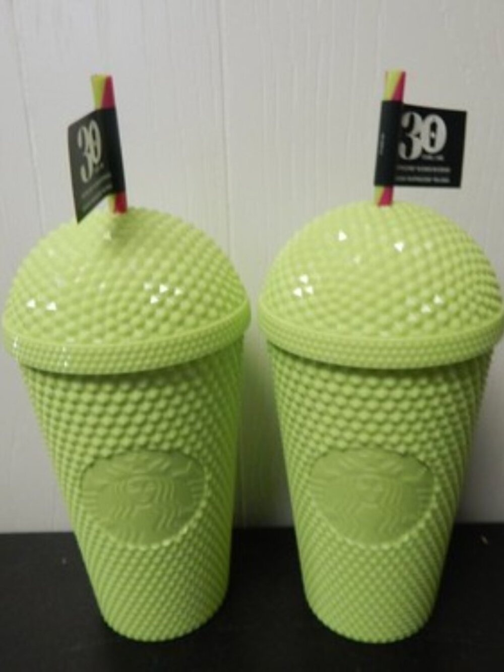 Starbucks 2025 - 30 Years Of Studded Lime Green Dome Cold Cup 16oz Lot of 2 NEW